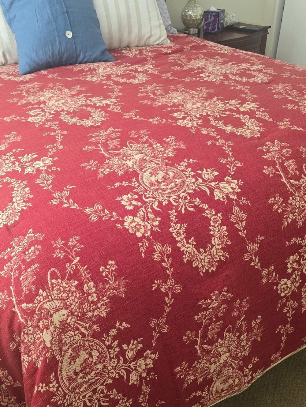Sherry Kline Home Red and Cream Floral Toile Comforter